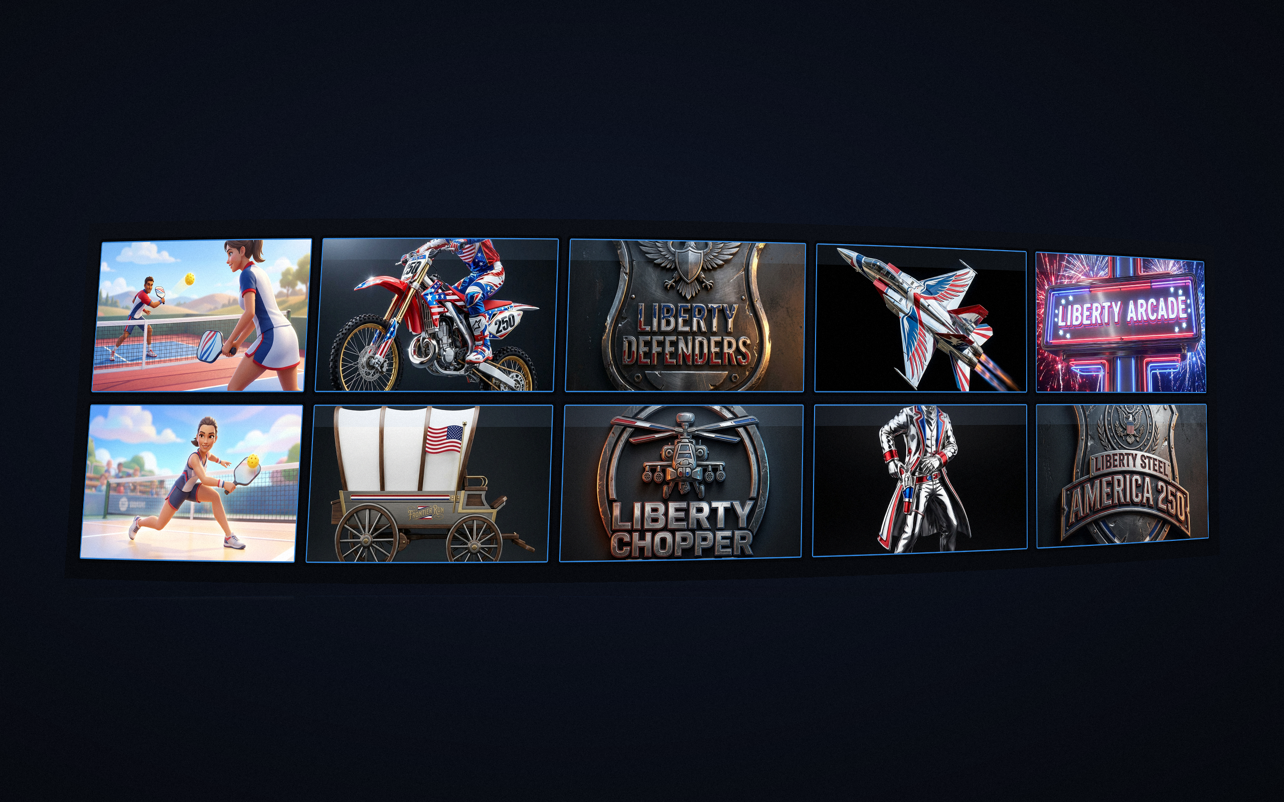 Interactive and game development titles on a media wall